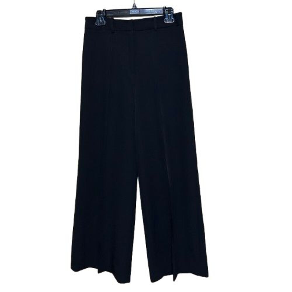 Milly Wide Leg Trouser Pants Womens Size 6 Black High Rise Career Made In USA